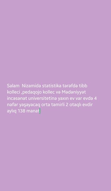 Kirayə otaqlar: Otaqların uzunmüddətli kirayəsi