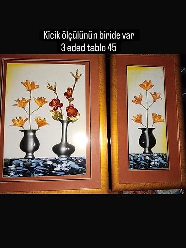 Şəkillər, tablolar: Dekorativ tablo dəsti – 3 ədəd - Mövzu: Vazalarda çiçəklər təsvirli — 1