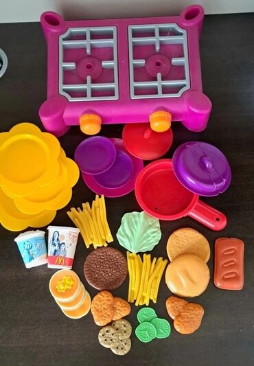 детский набор для творчества алмазная вышивка: Детский набор "McDonald's" + посуда и печка с сушилкой Б/у в отличном