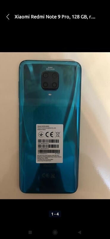Мобильные телефоны и аксессуары: Xiaomi Redmi Note 9 Pro, 128 ГБ, цвет - Синий, 
 Кнопочный, Отпечаток пальца, Две SIM карты