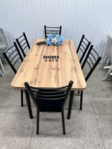 куханые столы: Ашкана үстөлү жана отургуч, түсү - Кара