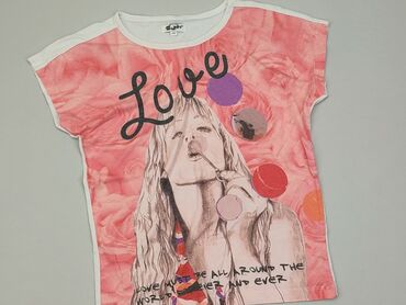 koszulka pudrowy róż: Koszulka, 11 lat, 140-146 cm, stan - Zadowalający