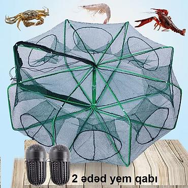 Ovçuluq və balıqçılıq: 6 dəlikli qarmaq/tor tipli balıq, xərçəng, krevet və rakiuska tələsi — 3