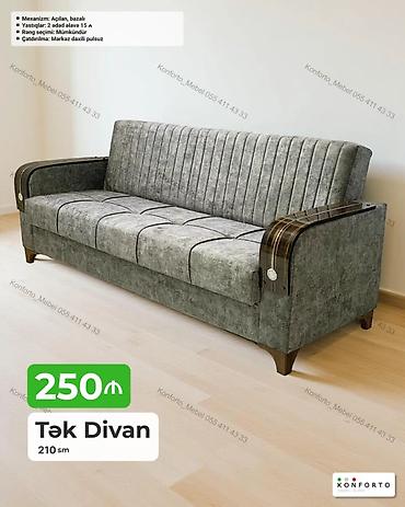 Диваны: Tək divan – 210 sm - Mexanizm: açılan, bazalı (yataq funksiyası və — 1