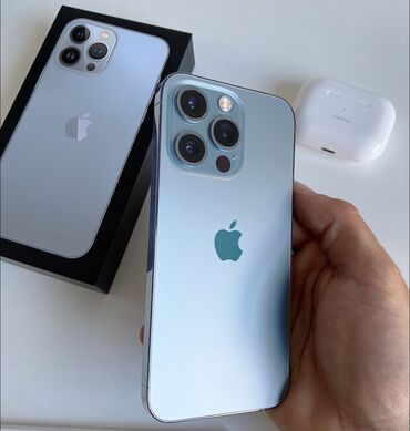 поко м5 с: IPhone 13 Pro, Жаңы, 128 ГБ, Blue Titanium, Кулакчындар, Заряддоочу түзүлүш, Коргоочу айнек, Бөлүп төлөө менен, 99 %