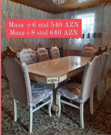 usaq stol stullari: Qonaq otağı üçün, Yeni, Açılmayan, Dördbucaq masa, 6 stul, Azərbaycan