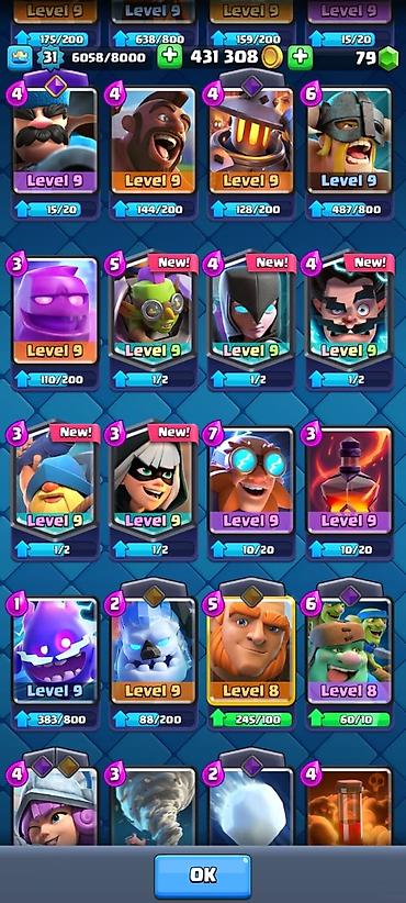 Nintendo 3DS: Clash Royale hesabı - Kral səviyyəsi: 31 - Kasa: 431 308 qızıl, 79 — 9