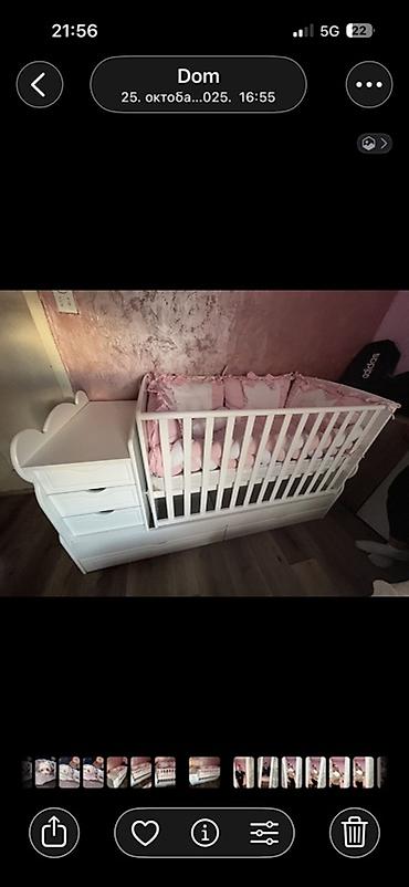komode forma: Višenamenska bebi komoda-krevetac 3 u 1 sa posteljinom i dusekom - — 1