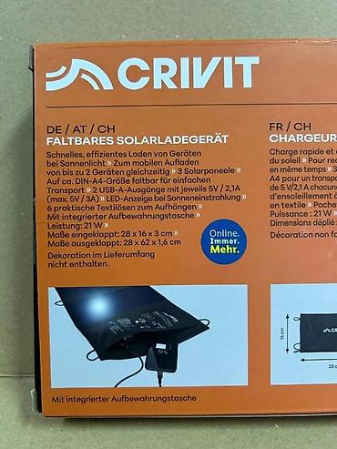Eksterne baterije: CRIVIT preklopni solarni punjač – 21 W - Brzo i efikasno punjenje — 2