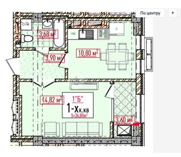 сдается квартира в рабочем городке: 1 комната, 36 м², Элитка, 7 этаж, ПСО (под самоотделку)