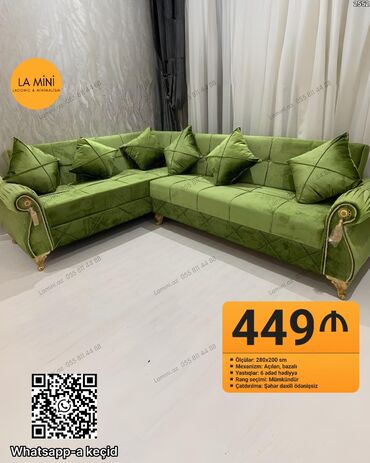 Divanlar: Künc divan, Açılan, Bazalı, Vеlur parça, Şəhərdaxili pulsuz çatdırılma