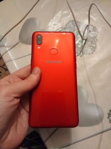 телефон флай 4000: Samsung A10s, 64 ГБ, цвет - Красный, Отпечаток пальца