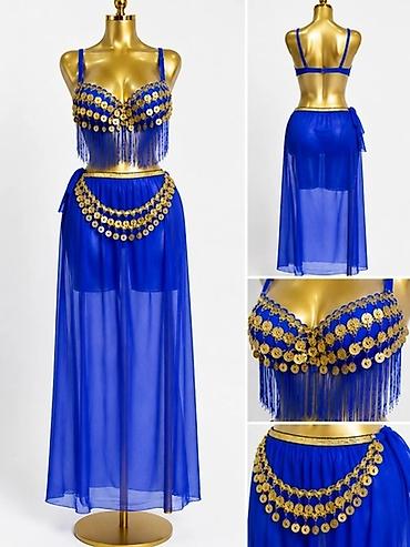 Костюм для восточных танцев (belly dance), насыщенно-синего цвета