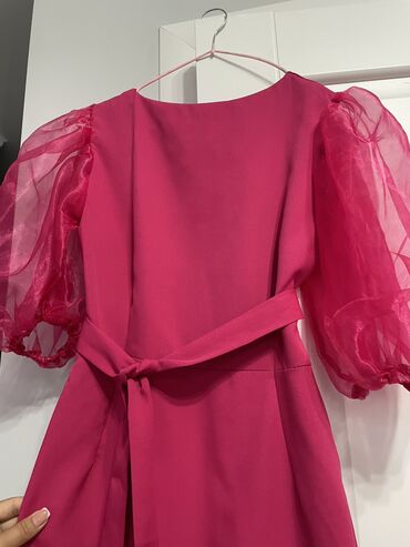 розовое платье с кружевом: Вечернее платье, Длинная модель, С рукавами, Корсет, M (EU 38)