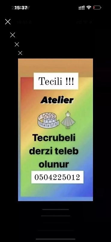 derzi axtariram: Atelier üçün təcrübəli qadin dərzi axtarılır.Prdelka bacaran olsun — 1