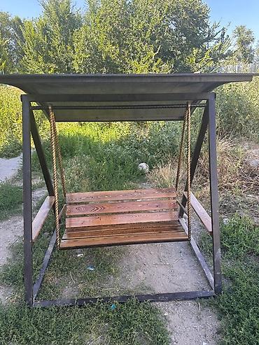 качели деревянные: Садовые качели Металл, Со спинкой, С крышей — 3