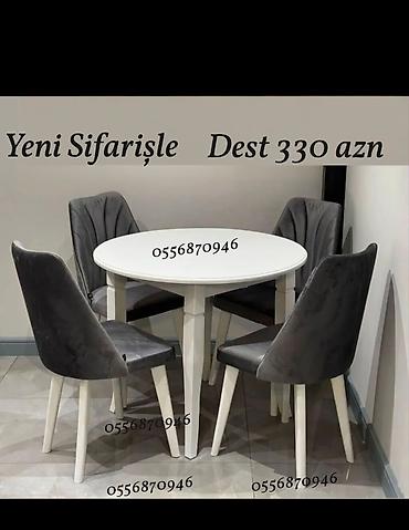 ders masa: Mətbəx üçün, Yeni, Açılmayan, Dördbucaq masa, 4 stul — 3
