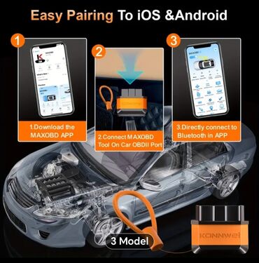 avtomobil ucun android monitorlar: KONNWEI MAXOBD – Bluetooth 5.2 OBDII diaqnostika adapteri - iOS və