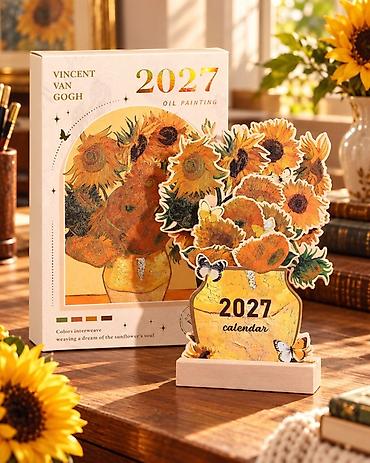caska dəsti: Məhsul: 2027 masa təqvimi – Van Qoq “Günəbaxanlar” temalı — 3