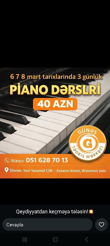 python dərsləri: Piano dərsləri – Güneş Tədris Mərkəzi - 6, 7, 8 mart tarixlərində 3 — 1