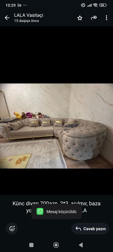 Masa və oturacaq dəstləri: Künc divan, İşlənmiş, Açılmayan, Bazasız, Çatdırılma yoxdur