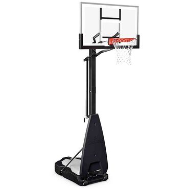 баскетбольный шит: Передвижная баскетбольная стойка Spalding с регулируемой высотой. -