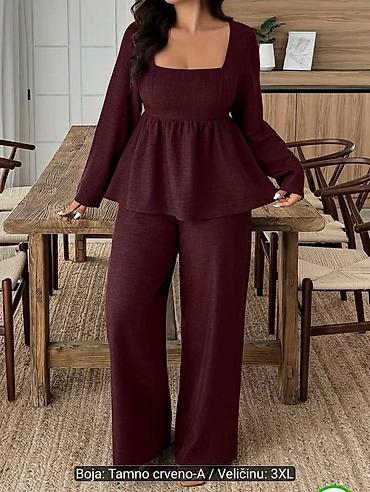 teme glave: Dvoset – bluza i pantalone, boja: tamno crveno-A, veličina: 3XL - — 5