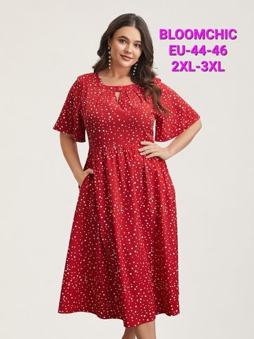 zelene haljine: 3XL (EU 46), bоја - Crvena, Kratkih rukava