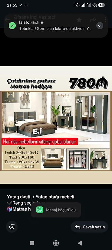 annaberry ev tekstil: *Yataq dəsti / Yataq otağı mebeli* ✔️Rəng seçimi var *🎁Matras — 1