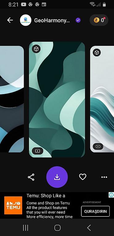 3d defter: Məhsul: Abstrakt Mobil Divar Kağızları Paketi (GeoHarmony və — 1