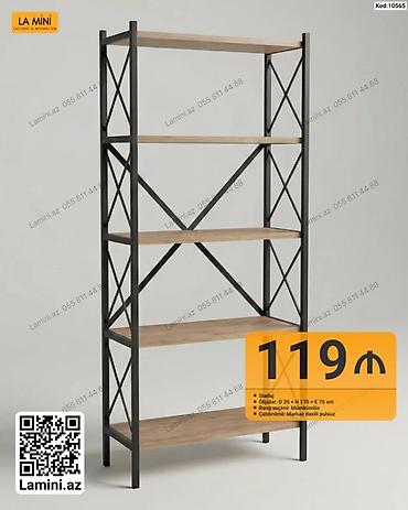 Rəflər: Məhsul: Metal karkaslı stellaj rəflər (LA MINI) Model 1 – Kod: 10565 — 1