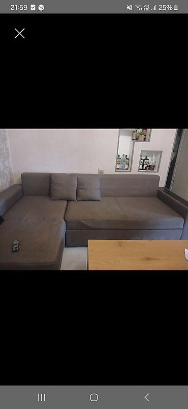 Divanlar: Künc divan – qəhvəyi rəngdə, müasir minimalist dizayn. - L‑şəkilli — 1