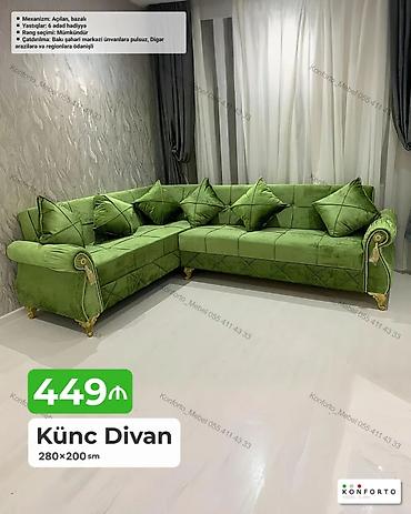 Divanlar: Künc divan – 280×200 sm - Açılan, bazalı mexanizm: gündəlik istirahət — 1