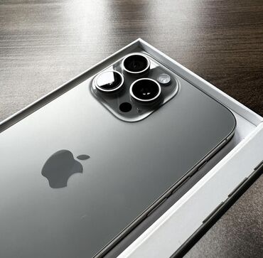 Apple iPhone: IPhone 15 Pro Max, Жаңы, 1 ТБ, Заряддоочу түзүлүш, Коргоочу айнек, Кабель, 100 %