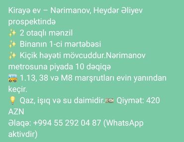 Çəngəllər: Kirayə mənzil – Nərimanov, Heydər Əliyev prospekti - 2 otaqlı mənzil