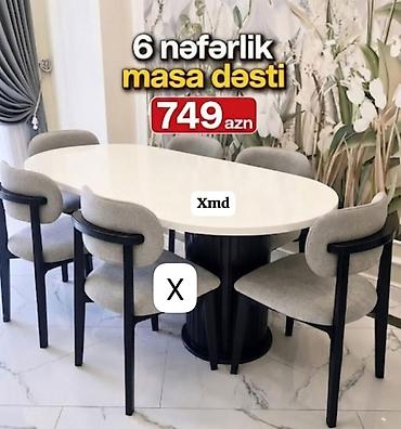 Mebel: 6 nəfərlik masa dəsti - Dəst tərkibi: 1 ədəd oval formalı masa + 6 — 1