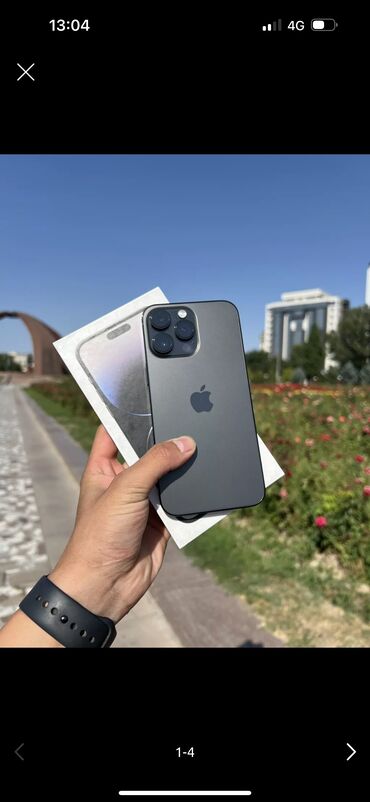 14 промах: IPhone 14 Pro Max, Б/у, 256 ГБ, Черный, Зарядное устройство, Чехол, Кабель, 88 %