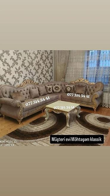 Möhtəşəm klassik künc dəsti - Klassik üslubda L formalı künc divan