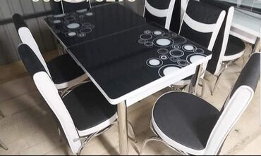 Setovi stolova i stolica: Trpezarijski set – sto sa staklenom pločom i šest stolica - Set — 3