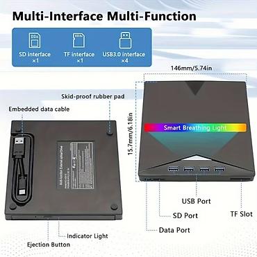 Настольные ПК и комплектующие: Xarici USB CD/DVD optik qurğu - Plug & Play: sürücü tələb etmir — 2