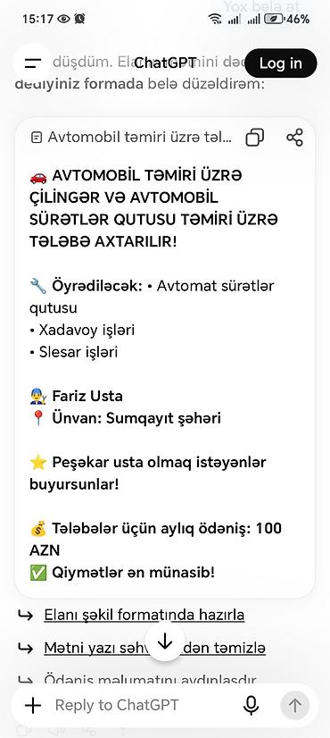Маляры: Buyurun Pesakar Usda olmağa Tələbələr axtarılır — 1