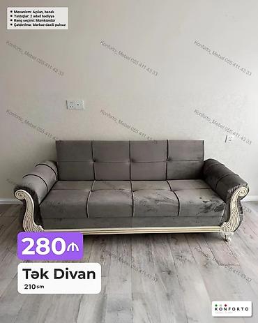 Tək divan – 210 sm - Mexanizm: açılan, bazalı - Yastıq: 2 ədəd