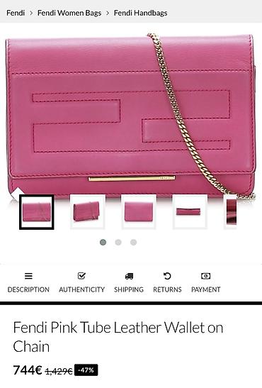 Lične stvari: Fendi Tube Leather Wallet on Chain, kožna pismo torba, kao novcanik — 5