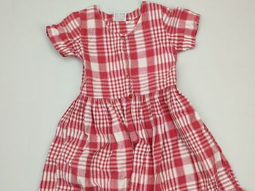 czerwona sukienka z bufiastymi rękawami: Sukienka, H&M, 4-5 lat, 104-110 cm, stan - Bardzo dobry