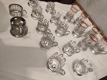 Çay dəsti, rəng - Gümüşü, Metal