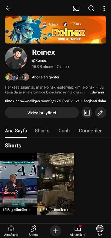 Reklam, çap: Əlim yandıda Təcili pul lazım olduğu ucun YouTube kanalı satılır.✅