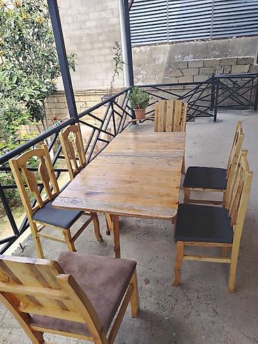 bag stullari: Mətbəx üçün, Yeni, Açılmayan, Dördbucaq masa, 6 stul — 1