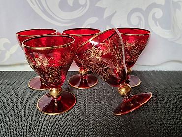 Antiques: Case bohemija kristal za zestoko pice 1950/60ta.godina. Casice rubin — 6