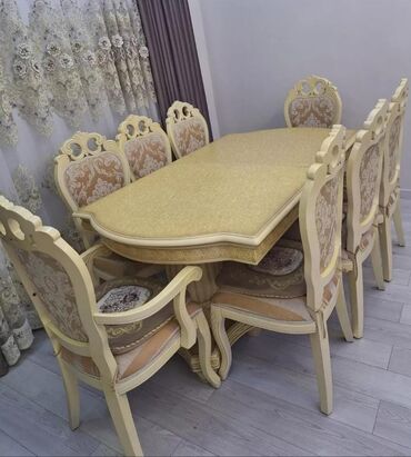 Sifarişlə divanlar: Qonaq otağı üçün, İşlənmiş, Oval masa, 8 stul