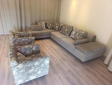 Künc divan və 2 ədəd kreslodan ibarət yumşag dəsti. Təzədir istifadə